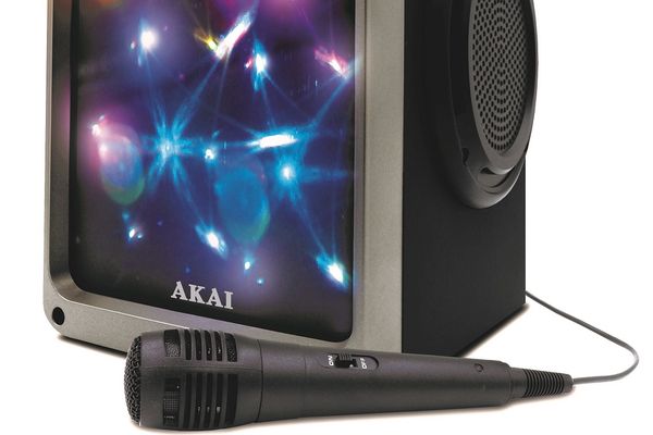 prenosný reproduktor akai ceu7300-bt extravagantný dizajnový kúsok led svetla disco párty sd karty slot aux vstup čistý zvuk mic vstup mikrofón súčasťou balenia