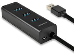 AXAGON HUE-S2BL, 4× USB 3.0 Charging hub, 1,2 m kábel