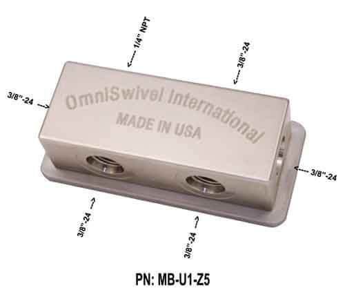 OmniSwivel Manifold stredotlaký 1 port NPT 1/4" , 5 portov 3/8"