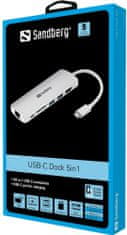 Sandberg USB-C Dock HDMI+LAN+SD+USB, 61 W, 136-18