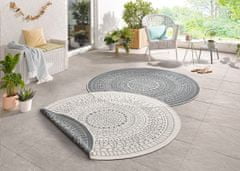 NORTHRUGS Kusový koberec Twin-Wendeteppiche 103143 creme grau – na von aj na doma 200x200 (priemer) kruh