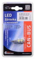 Compass  Žiarovka 9 SMD LED 12V T10 s rezistorom CAN-BUS ready biela