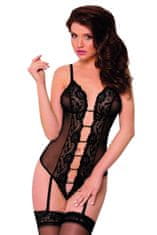 SoftLine Erotické body Tina black + Nadkolienky Gatta Calzino Strech, čierna, M/L