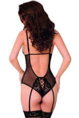 SoftLine Erotické body Tina black + Nadkolienky Gatta Calzino Strech, čierna, S/M