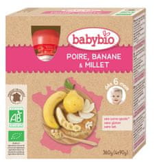 Babybio Hruška, banán, proso 4x90 g