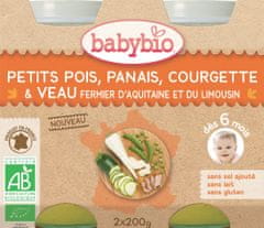 Babybio hrášok, paštrnák, cuketa, teľacie mäso 2 x 200 g