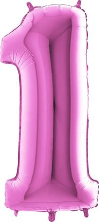 Grabo Nafukovací balónik číslo 1 ružový 102 cm extra veľký