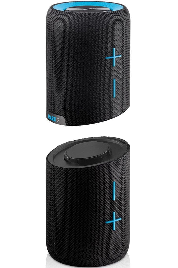 Bezdrôtový reproduktor Niceboy RAZE 2 twins bluetooth priestorový 360° zvuk všesmerový 3d audio efekt silný čistý zvuk true wireless technológia IPX7 ochrana pred vodou vodeodolný pogumovaný kryt handsfree dlhá výdrž batérie