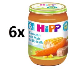 HiPP BIO mrkva s kukuricou a BIO teľacím mäsom 6 x 190g