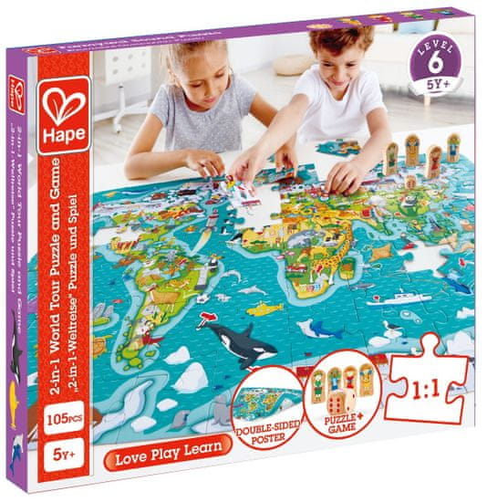 Hape Detské puzzle - Mapa sveta 2 v 1