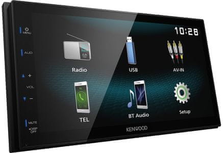 autorádio kenwood dmx-120bt Bluetooth usb android zrkadlenie 4 × 50 W 2 DIN superplytké telo am fm tuner veľký displej dotykové ovládanie