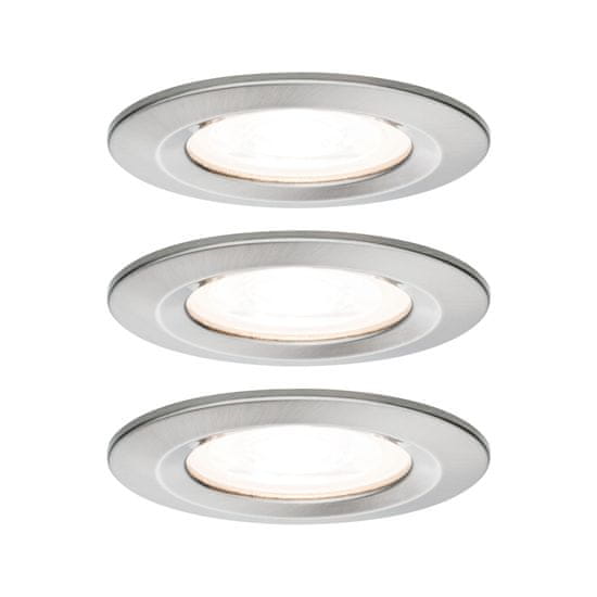 Paulmann Paulmann Vstavané svietidlo LED Nova kruhové 3x6,5W GU10 kov kartáčovaný nevýklopnou 3-krokové-stmievateľné 934.76 P 93476 93476