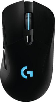 Herná myš Logitech G703 Lightspeed Hero, čierna (910-005640) káblová 16 000 DPI programovateľné tlačidlá nový snímač ergonomická integrovaná pamäť