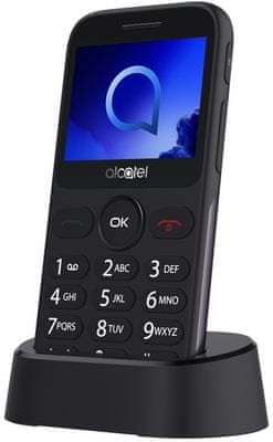 Alcatel 2019G, mobil pre seniorov, nabíjací stojan, veľká výdrž batérie