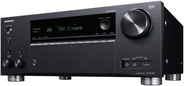 výkonný sieťový av receiver onkyo tx-rz740 9.2-kanálový 185 w výkon hd formáty dolby atmos dts:x imax enhanced hifi 7 hdmi vstupov 2 hdmi výstupy 4k/60p hdcp2.2 hdr hlg bt.2020 arc chromecast spotify tidal wifi bluetooth