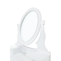 KONDELA Toaletný stolík s taburetkou Linet New - biela / strieborná / zlatá