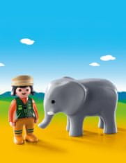 PLAYMOBIL 1.2.3 9381 Ošetrovateľ zvierat so slonom