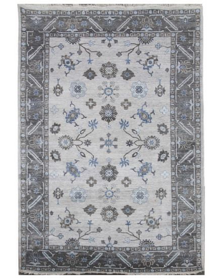 Diamond Carpets Ručne viazaný kusový koberec Diamond DC-USHAK silver / black