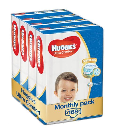 Huggies Ultra Comfort 5 Jumbo (12-22 kg) 168ks (4x42 ks) - mesačné balenie