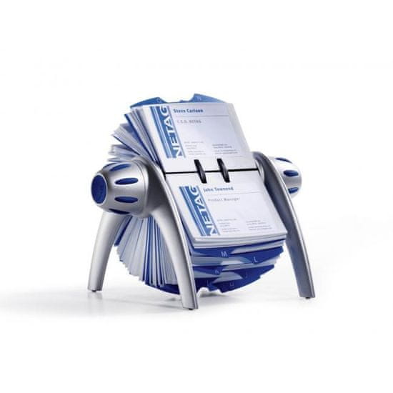 Durable Rotačný stolový vizitkár na 400 vizitiek VISIFIX Flip VEGAS strieborný/modrý