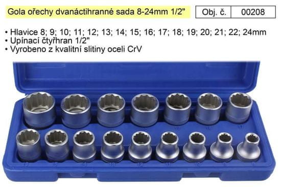 TRIUMF Gola orechy dvanásťhranné sada 8-24mm 1/2&quot;