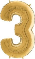 Grabo Nafukovací balónik číslo 3 zlatý 66 cm