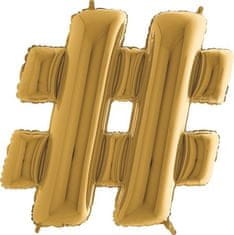 Grabo Nafukovací balónik symbol hashtag (mriežka) zlatý 102 cm