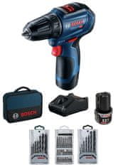 BOSCH Professional Aku vŕtací skrutkovač GSR 12V-30, 2 akumulátory + príslušenstvo (0.601.9G9.001)