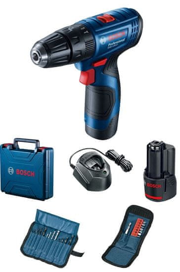 BOSCH Professional Aku kombinovaný skrutkovač GSB 120-LI, 2 akumulátory + príslušenstvo (0.601.9G8.102)