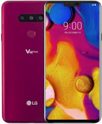 LG V40 ThinQ, výkonný telefón, veľký displej, trojitý fotoaparát, duálna selfie kamera, veľký OLED displej, vysoké rozlíšenie, priestorový zvuk, odolný, IP68