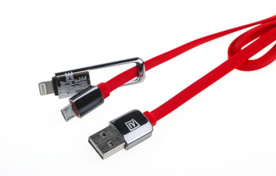 REMAX King-Kong micro-USB prepojovací kábel 2v1 1m červený AA-1088