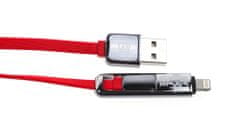 REMAX King-Kong micro-USB prepojovací kábel 2v1 1m červený AA-1088