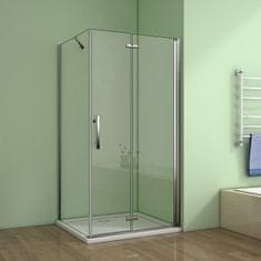 H K Štvorcový sprchovací kút MELODY B8 80 × 80 cm so zalamovacími dverami vrátane sprchovej vaničky z liateho mramoru