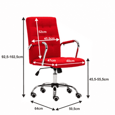 KONDELA Kancelárske kreslo s podrúčkami Morgen - červená / chróm