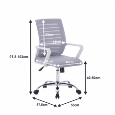 KONDELA Kancelárska stolička s podrúčkami Cage - sivá / biela / chróm