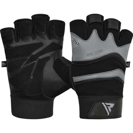 RDX Rukavice šedé GYM GLOVE LEATHER S15 GRAY, koža, veľkosť XXXL