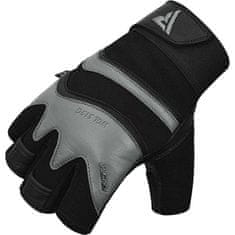 RDX Rukavice šedé GYM GLOVE LEATHER S15 GRAY, koža, veľkosť L