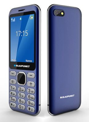 Blaupunkt FM 02, tlačidlový telefón, kovový, atraktívny dizajn, dlhá výdrž, jednoduché ovládanie, lacný dostupný telefón, FM rádio, veľký displej