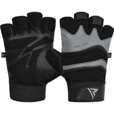 RDX Rukavice šedé GYM GLOVE LEATHER S15 GRAY, koža, veľkosť M