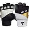 RDX Tréningové čierno-biele rukavice GYM GLOVE LEATHER S11 WHITE/BLACK, koža, veľkosť XXXL