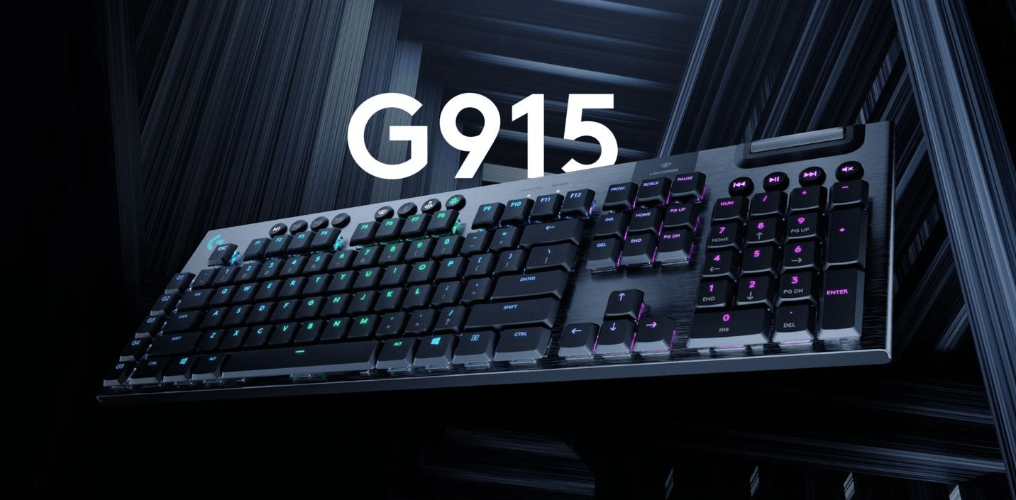 Herná klávesnica E- Logitech G915 Lightspeed, GL Tactile, US (920-008910) viacfarebné podsvietenie RGB hmatové spínače