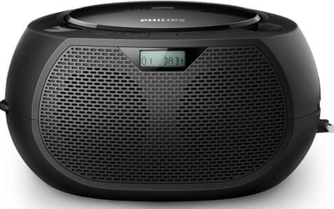 rádiomagnetofón philips azb200 oblý dizajn fm dab dab+ tuner cd mechanika audio in vstup reproduktory 2 w  akumulátorová prevádzka