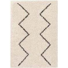 VERVELEY WARDA Kusový koberec do obývačky, berberský štýl, 150 x 220 cm, krémový a hnedý, cikcakový vzor