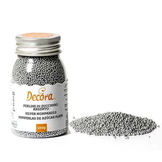 Decora Cukrové ozdoby mini perličky 1,5 mm strieborné 100 g