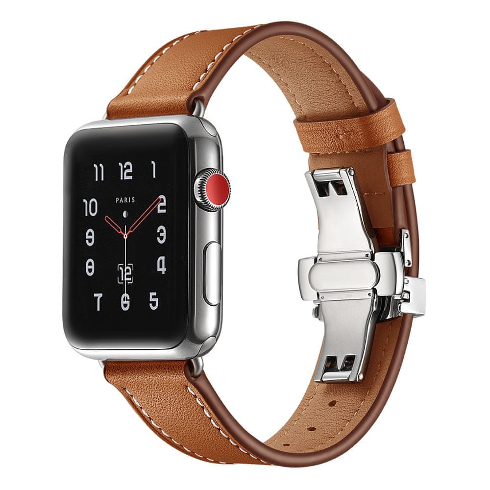 MAX Náhradný remienok pre Apple Watch 44mm MAS03 hnedý kožený