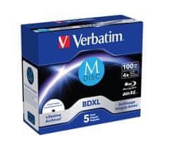 VERBATIM M-DISC BD-R XL 100GB, 4x, printable, jewel case 5 ks (43834)