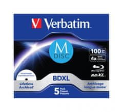 VERBATIM M-DISC BD-R XL 100GB, 4x, printable, jewel case 5 ks (43834)