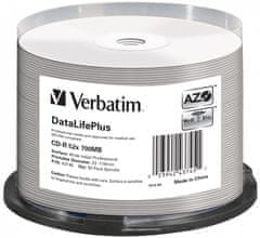 VERBATIM CD-R DataLifePlus 700MB, 52x, white printable, spindle 50 ks (43745)