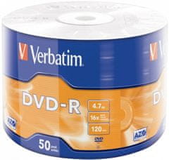 VERBATIM DVD-R AZO 4,7GB, 16x, wrap 50 ks (43788)