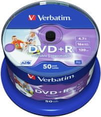 VERBATIM DVD+R AZO 4,7GB, 16x, printable, spindle 50 ks (43512)